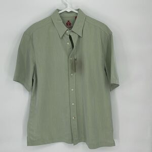 NWT REUNION Button down Shirt. Mint Green w/white striping. Size‎ Large